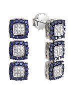 Серьги из белого золота c бриллиантами и сапфиром