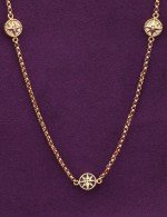 Колье из золота c бриллиантами, лазуритом и перламутром