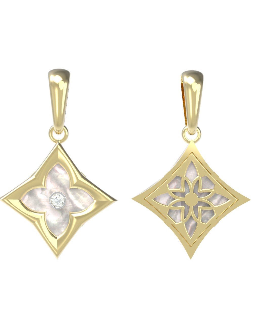 Подвеска из лимонного золота c бриллиантами и перламутром