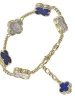 Браслет из лимонного золота c лазуритом и перламутром