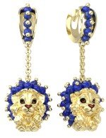 Серьги из лимонного золота c эмалью и лазуритом