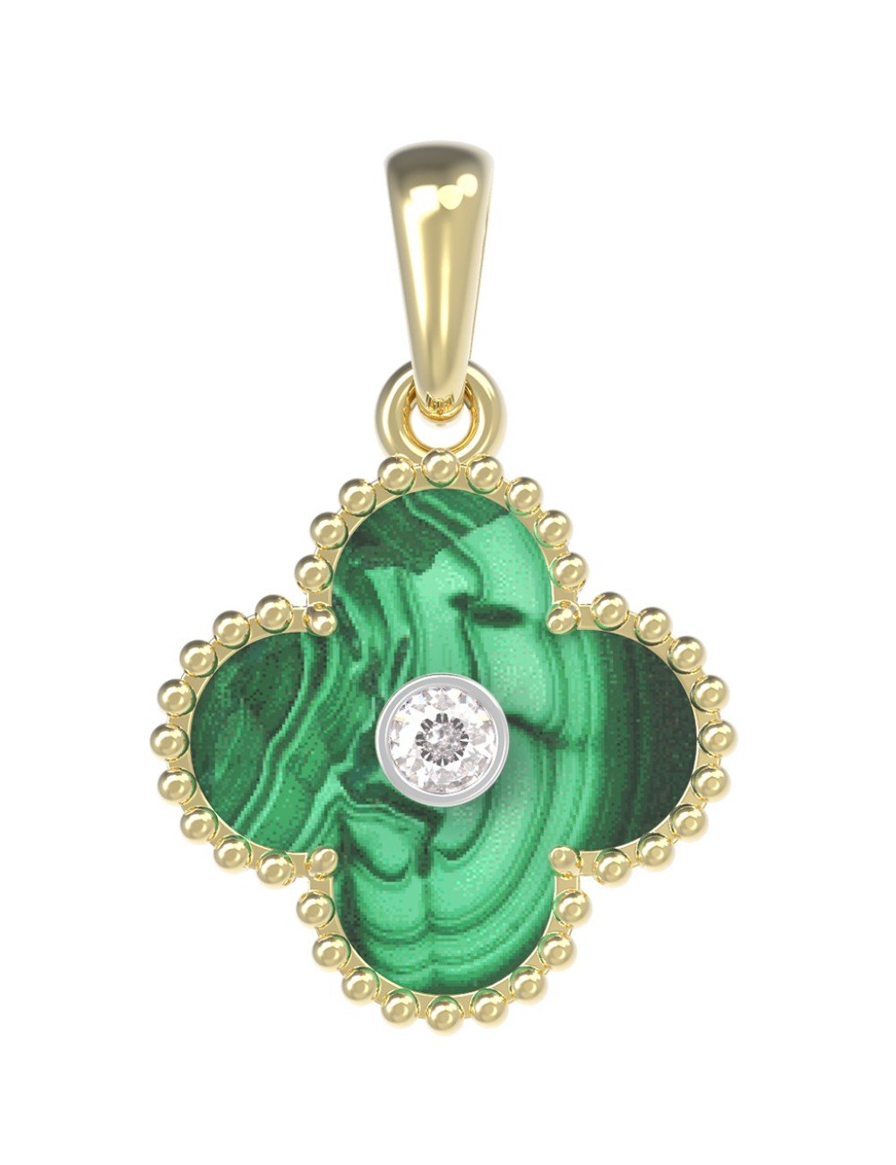 Подвеска из лимонного золота c бриллиантами и малахитом