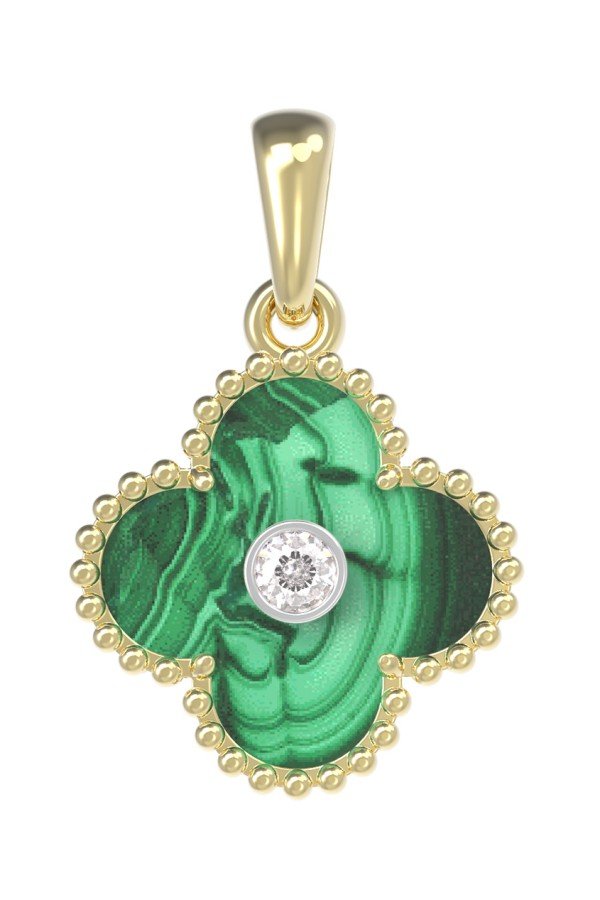 Подвеска из лимонного золота c бриллиантами и малахитом