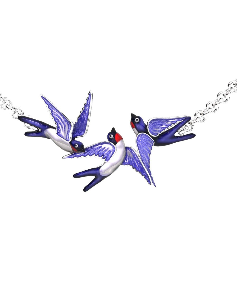 Колье из белого золота c эмалью