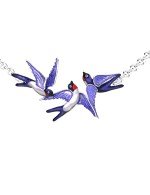 Колье из белого золота c эмалью