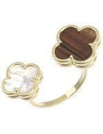 Кольцо из лимонного золота c тигровым глазом и перламутром