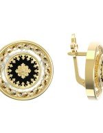 Серьги из лимонного золота c ониксом и перламутром