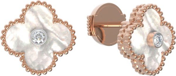 Серьги из золота c бриллиантами и перламутром