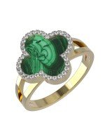 Кольцо из лимонного золота c бриллиантами и малахитом