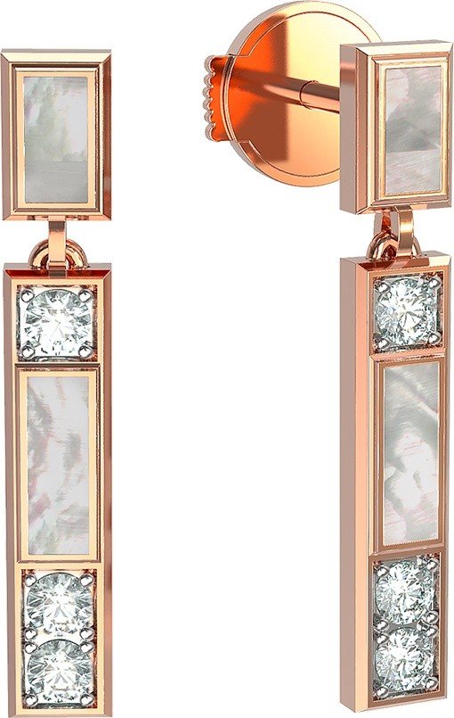 Серьги из золота c бриллиантами и перламутром