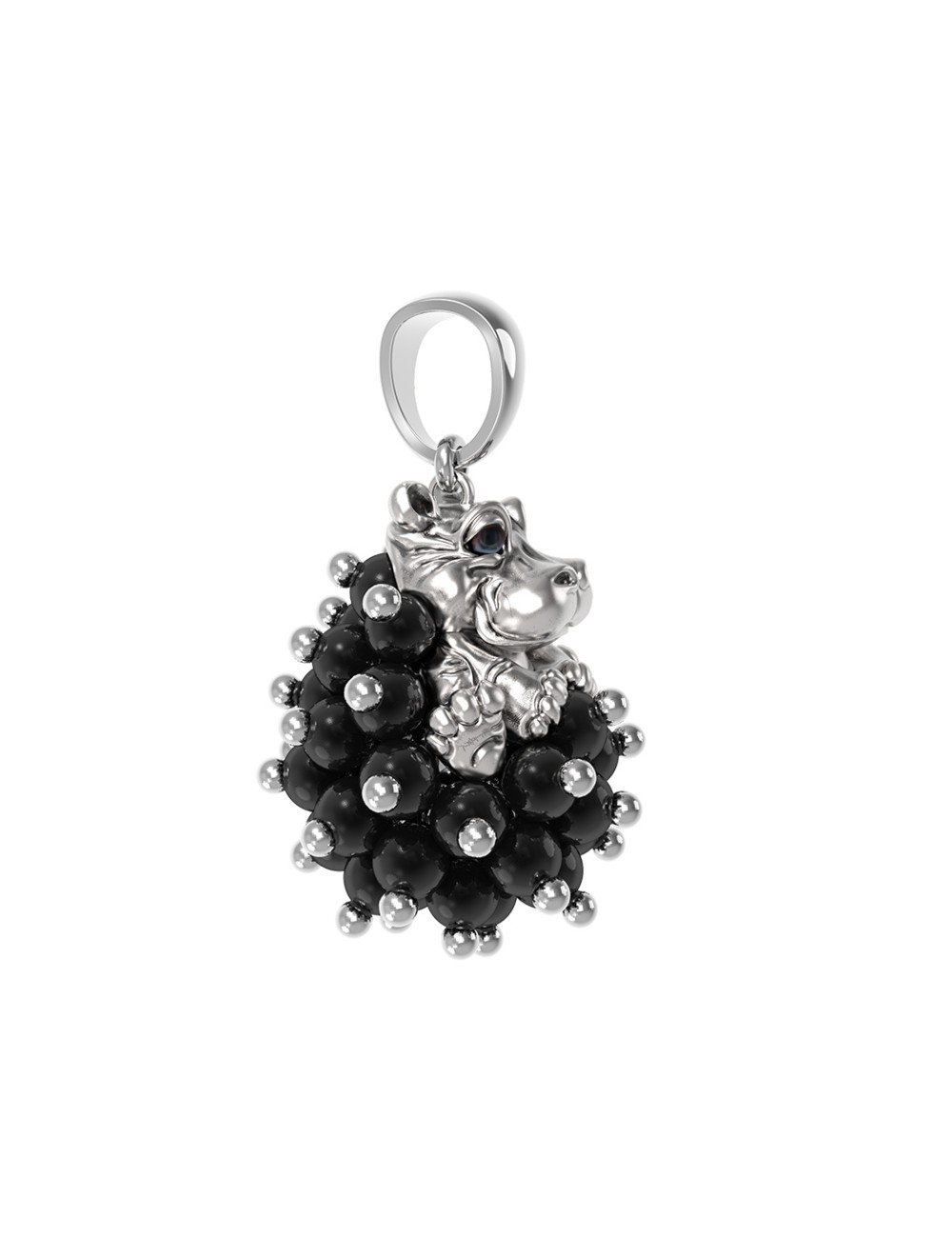 Подвеска из белого золота c эмалью и ониксом