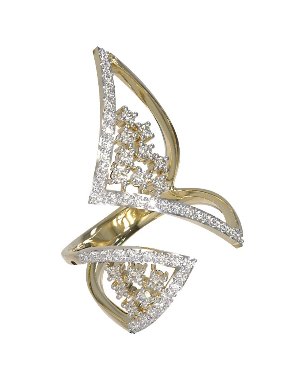 Кольцо из лимонного золота c бриллиантами