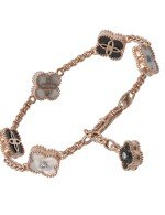 Браслет из золота c бриллиантами, ониксом и перламутром