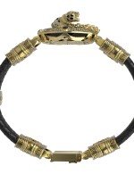 Браслет из лимонного золота c эмалью, шнурком, ониксом и рубином