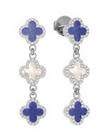 Серьги из белого золота c бриллиантами, лазуритом и перламутром