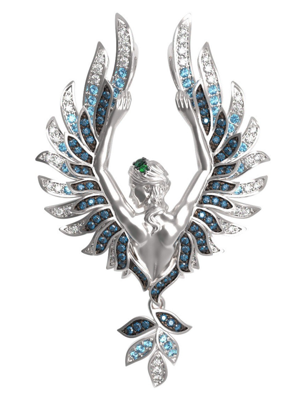 Подвеска из белого золота c фианитом