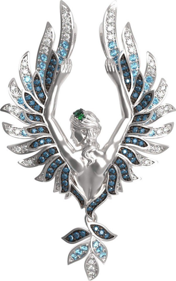 Подвеска из белого золота c фианитом