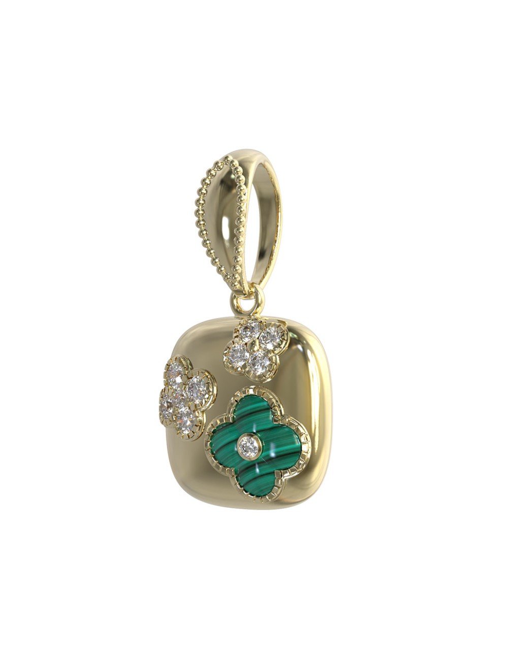 Подвеска из лимонного золота c бриллиантами и малахитом