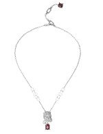 Колье из белого золота c бриллиантами, рубином и изумрудом