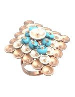 Кольцо из золота c бирюзой и перламутром