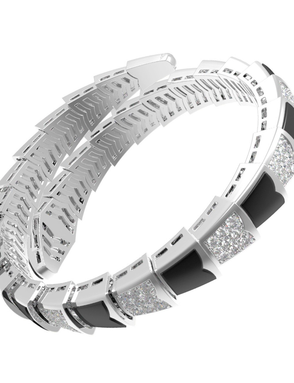 Браслет из белого золота c бриллиантами и ониксом