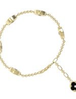 Браслет из лимонного золота c бриллиантами, ониксом и перламутром