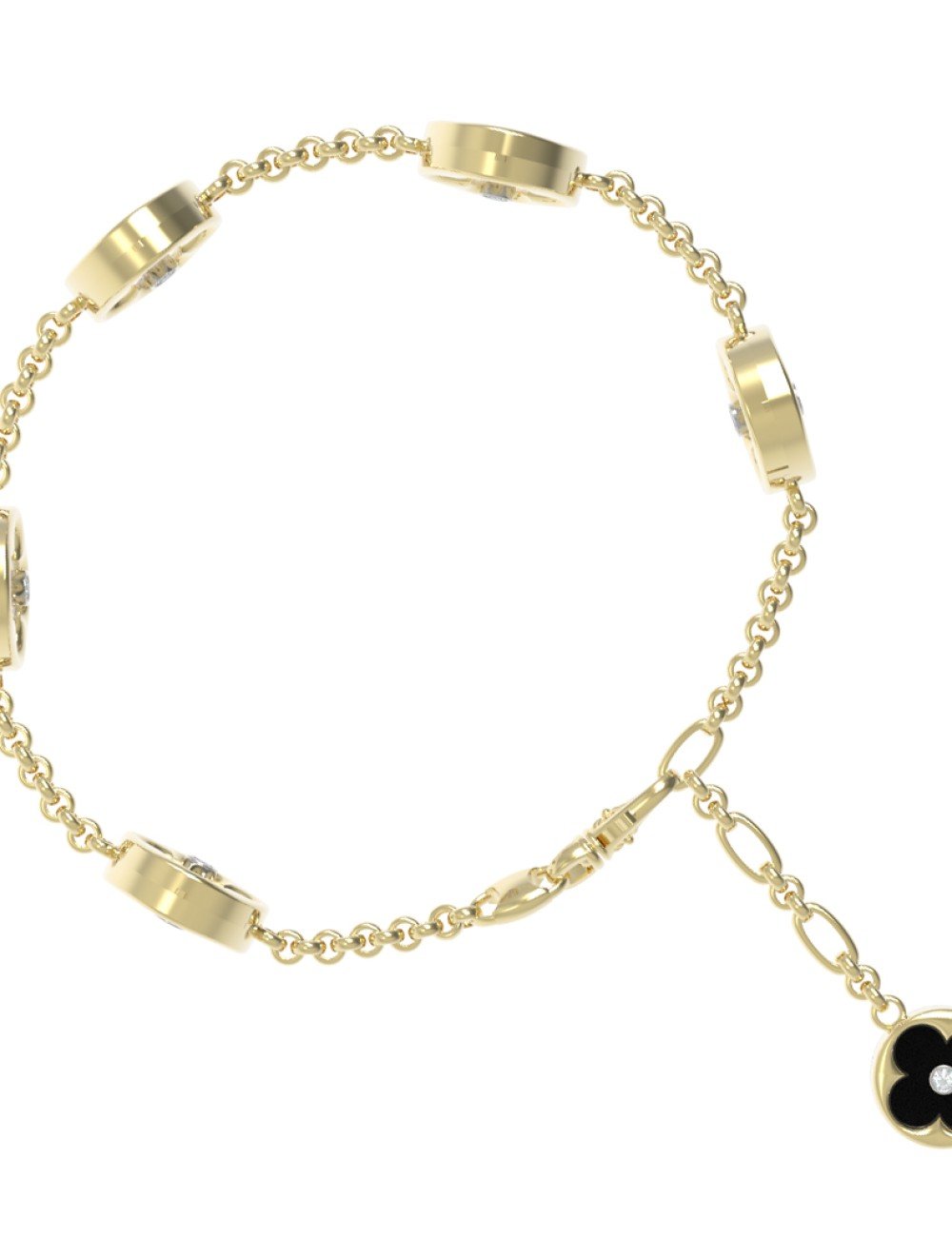 Браслет из лимонного золота c бриллиантами, ониксом и перламутром