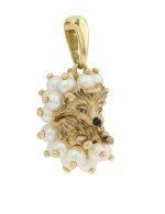 Подвеска из лимонного золота c эмалью и жемчугом