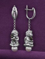 Серьги из белого золота c жемчугом