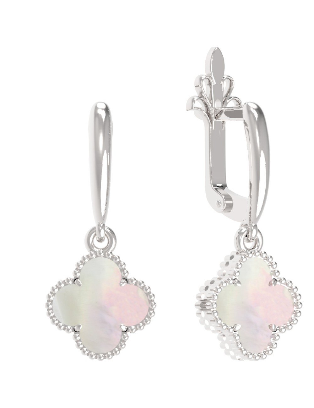 Серьги из белого золота c перламутром