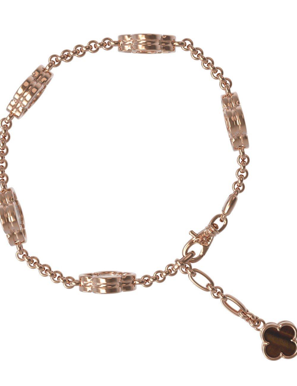 Браслет из золота c тигровым глазом и перламутром