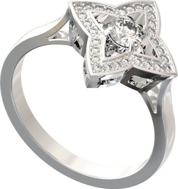 Кольцо из белого золота c бриллиантами