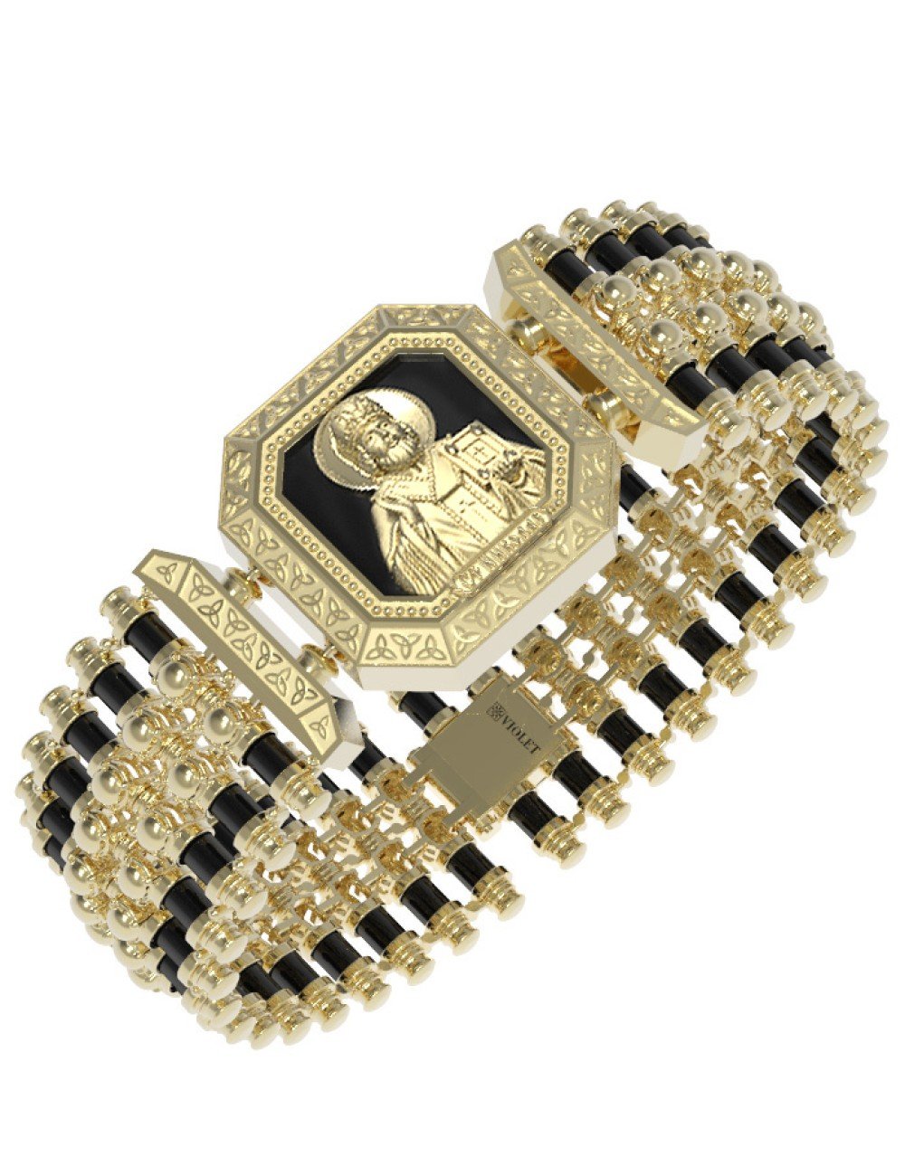 Браслет из лимонного золота c ониксом