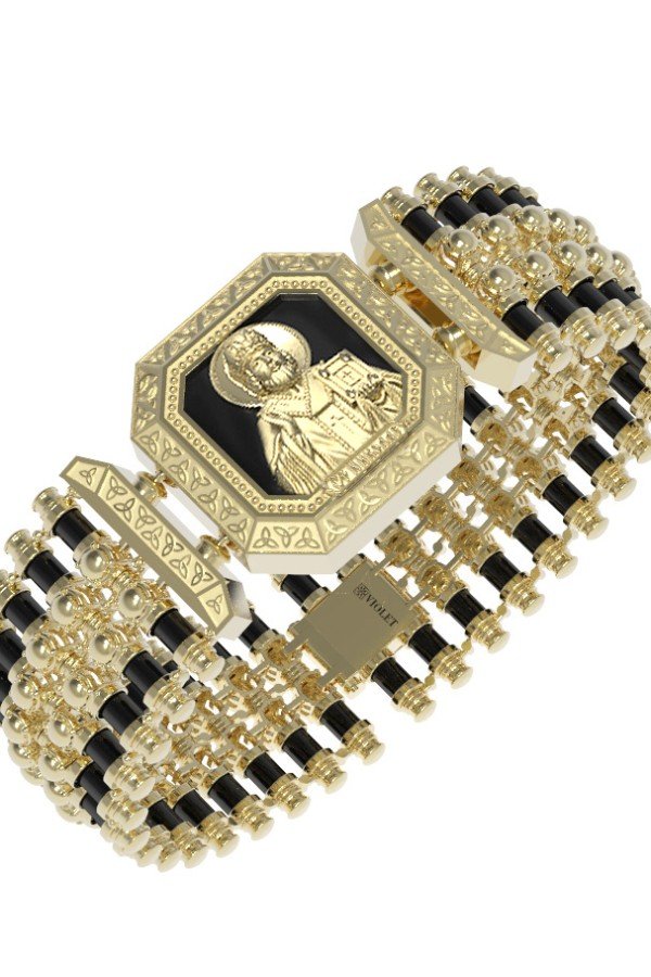 Браслет из лимонного золота c ониксом