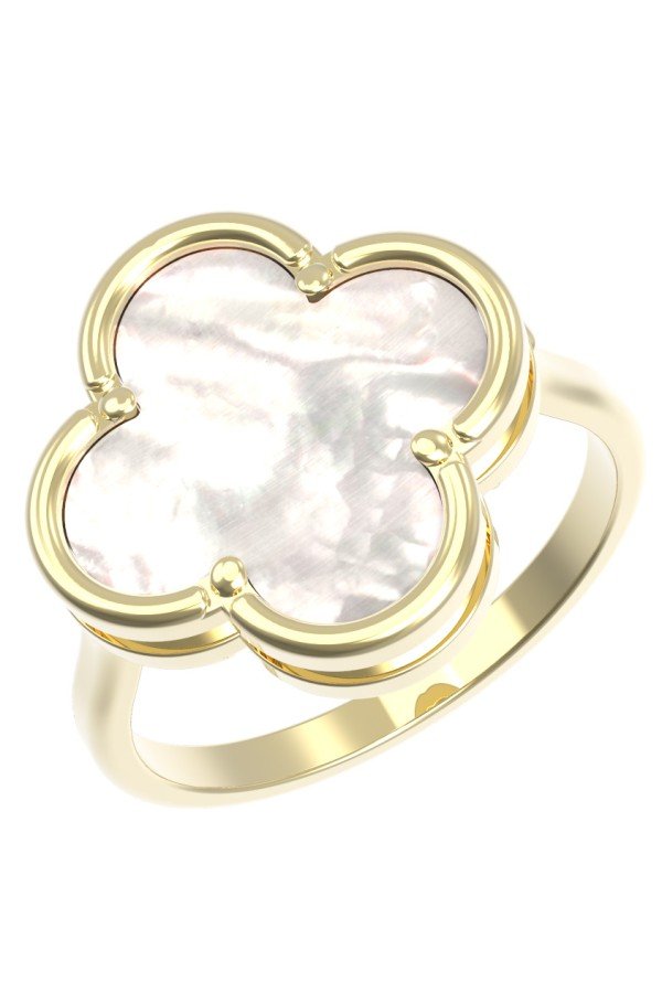 Кольцо из лимонного золота c перламутром