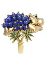 Кольцо из лимонного золота c эмалью и лазуритом