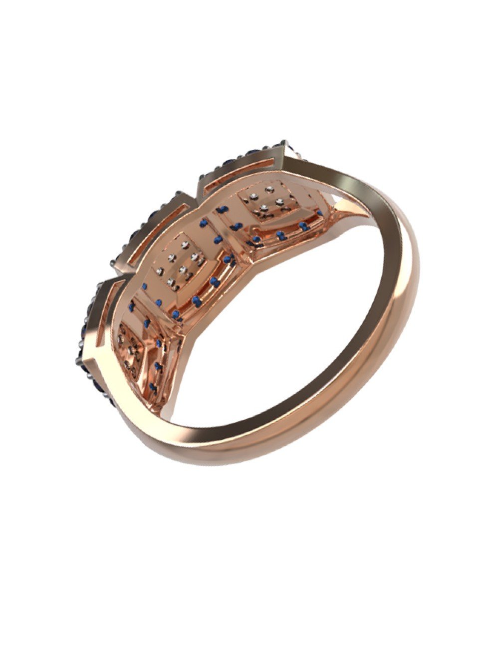 Кольцо из золота c бриллиантами и сапфиром