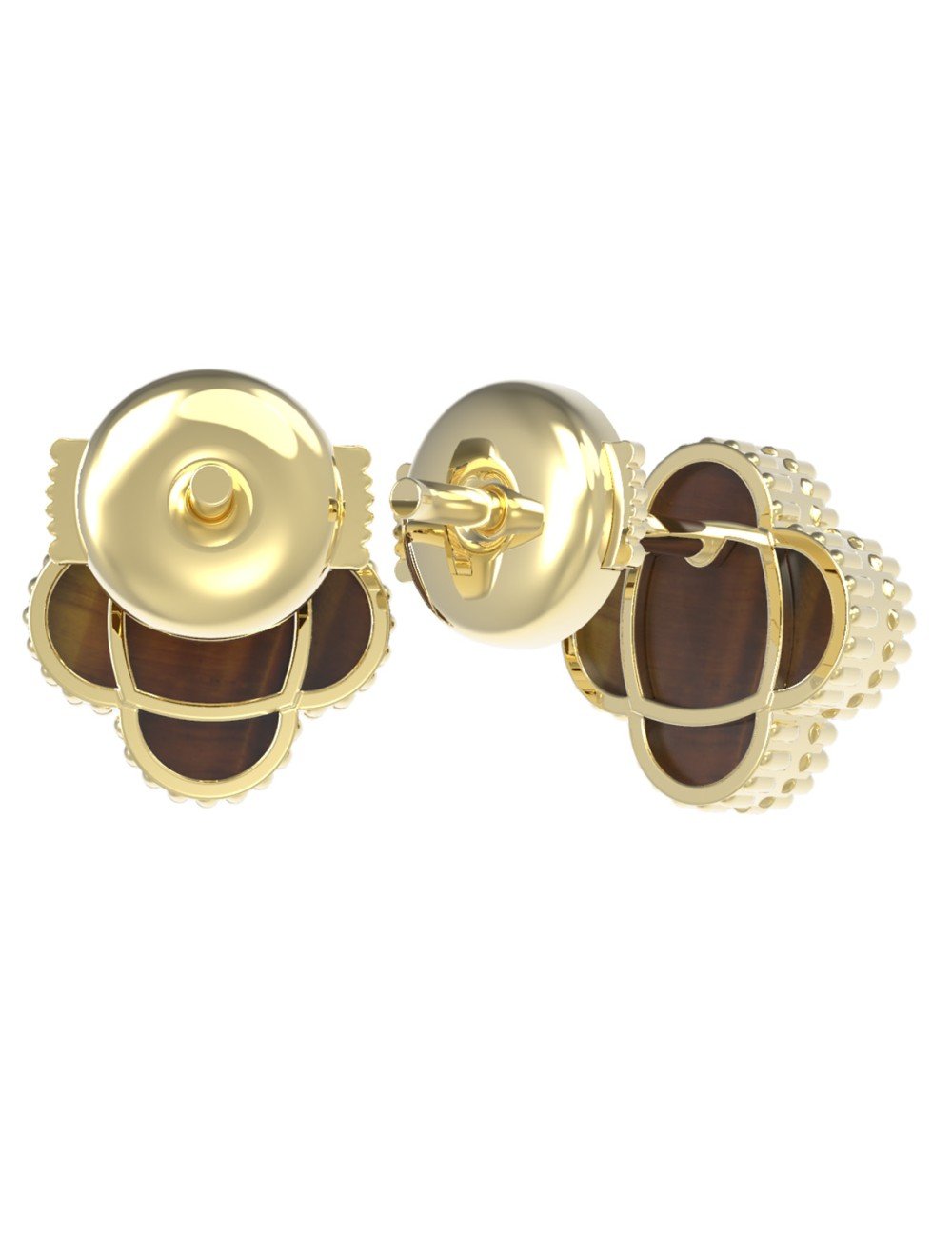 Серьги из лимонного золота c тигровым глазом