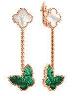 Серьги из золота c малахитом и перламутром