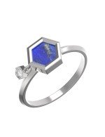 Кольцо из белого золота c бриллиантами и лазуритом