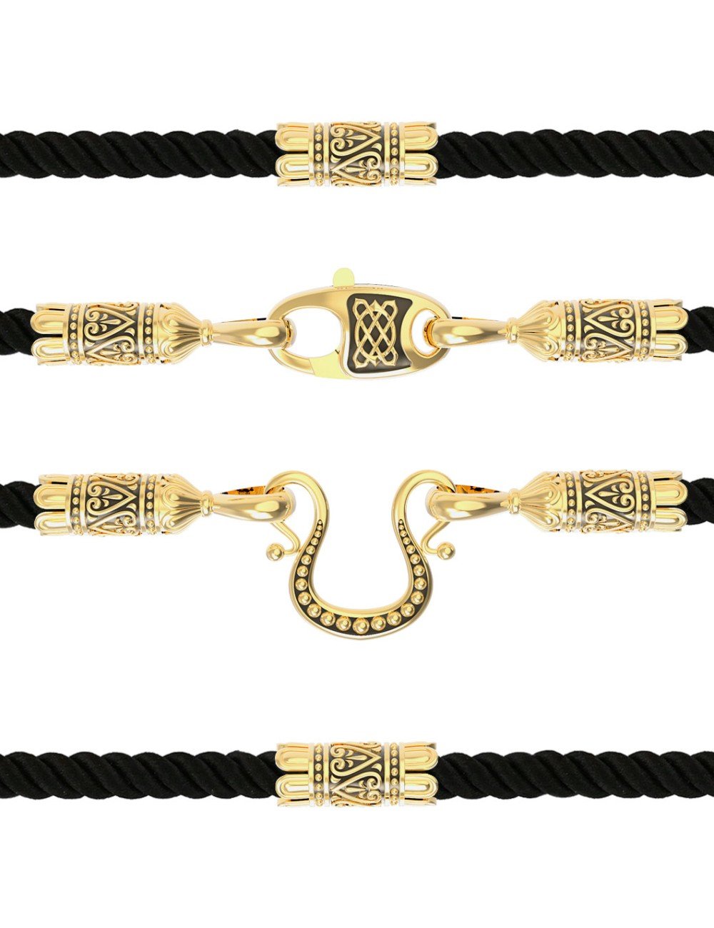 Шнурок шёлковый из лимонного золота c шёлковым шнурком