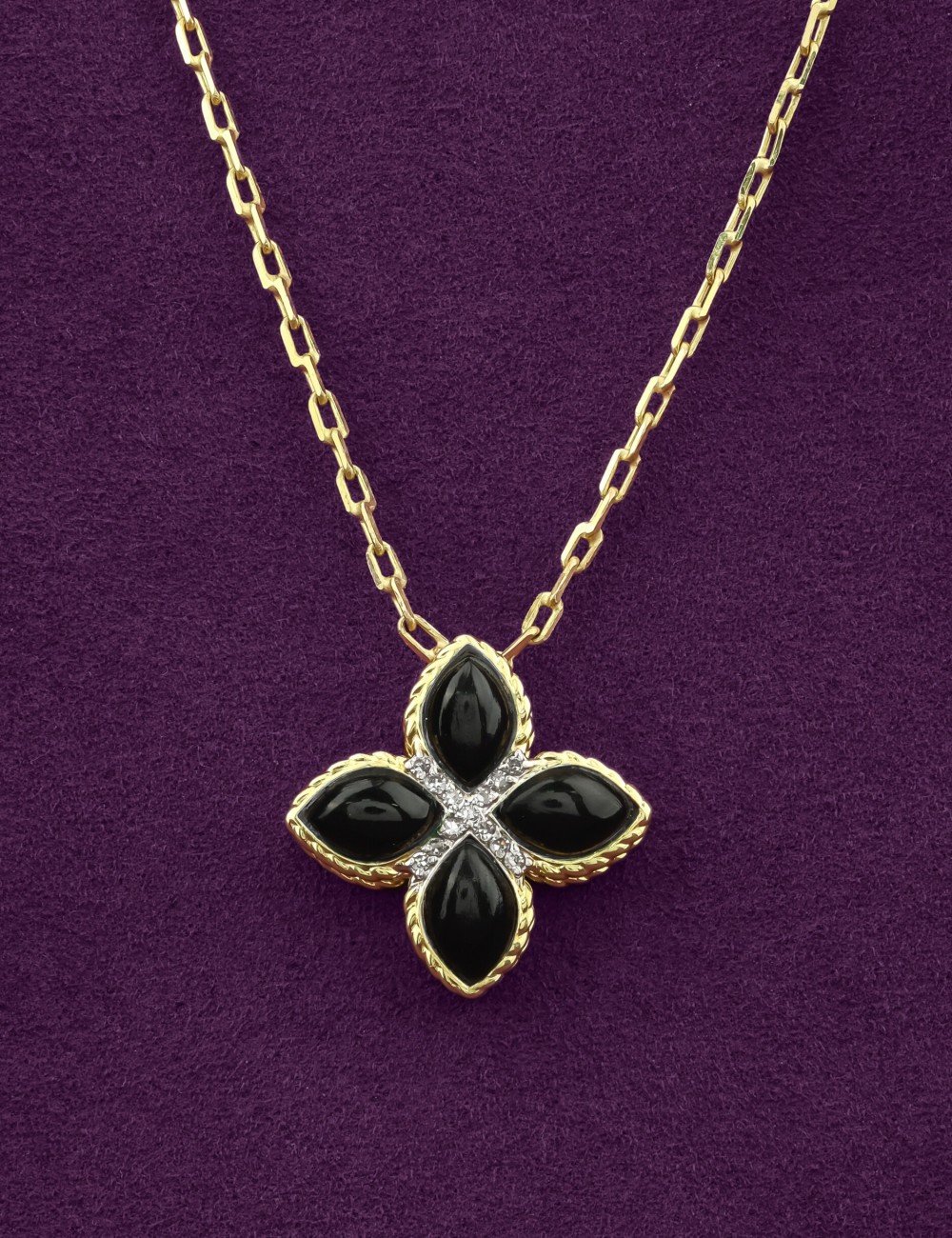 Колье из лимонного золота c бриллиантами и ониксом
