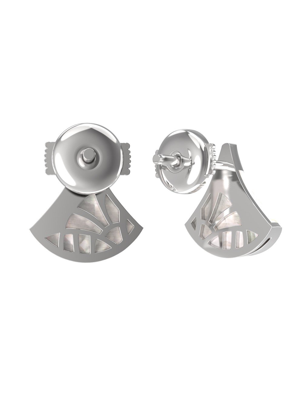 Серьги из белого золота c бриллиантами и перламутром