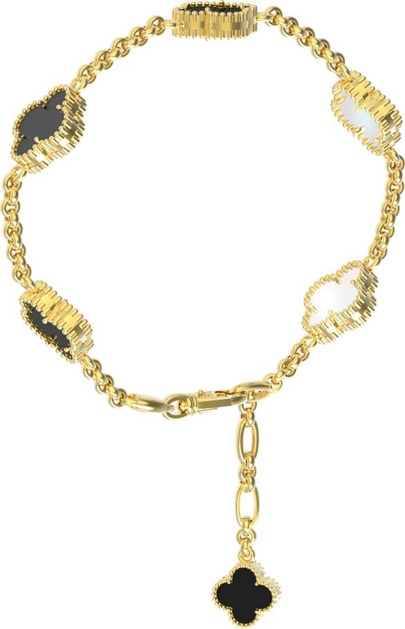 Браслет из лимонного золота c ониксом и перламутром