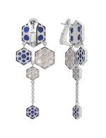 Серьги из белого золота c лазуритом и перламутром