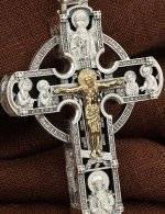 Крест из серебра 925 пробы и золота 585 пробы c эбеновым деревом