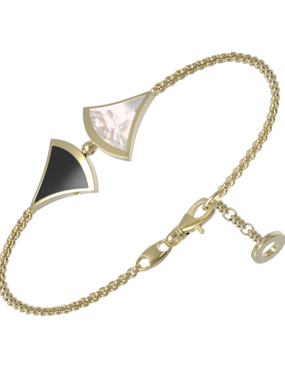 Браслет из лимонного золота c ониксом и перламутром