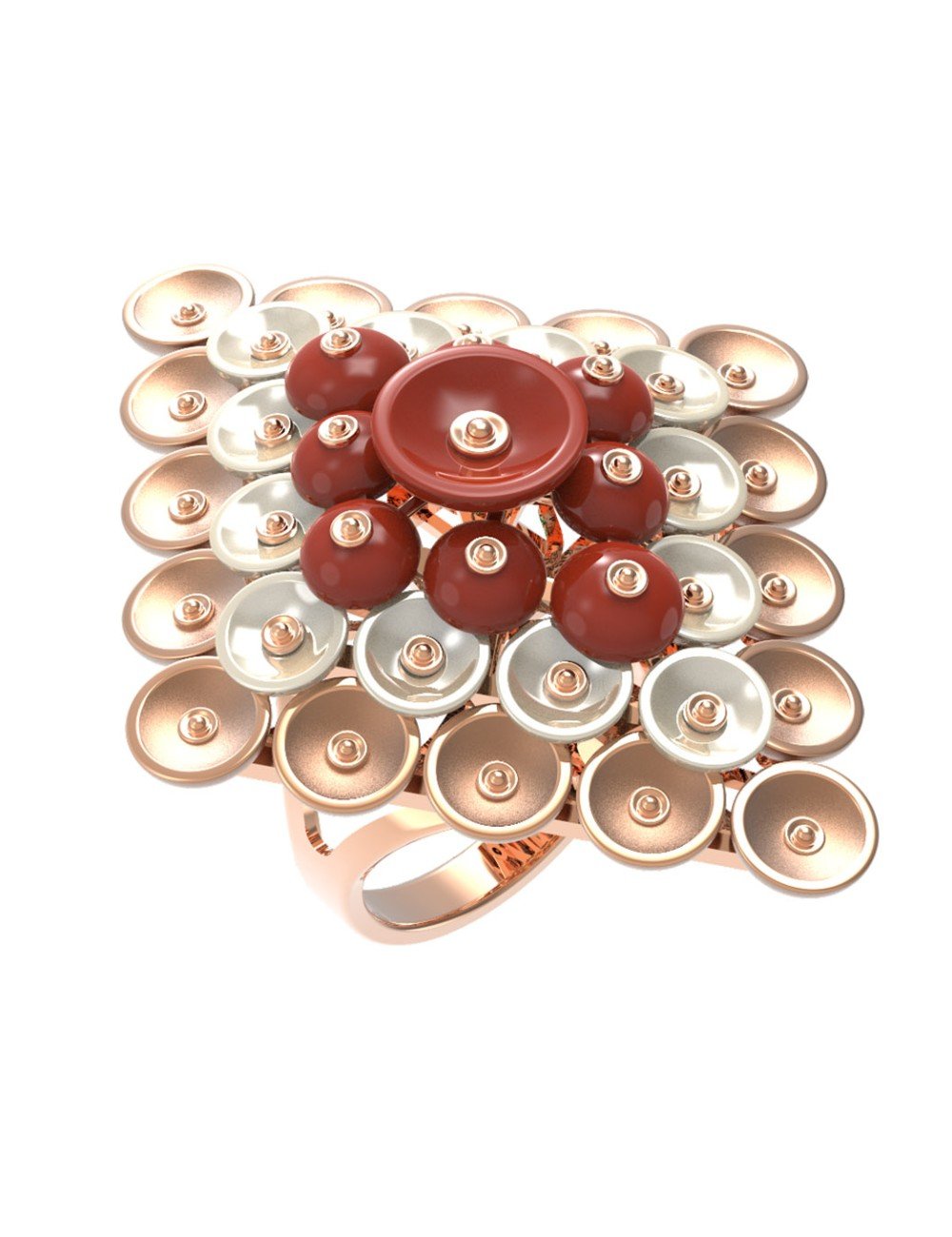 Кольцо из золота c агатом и перламутром