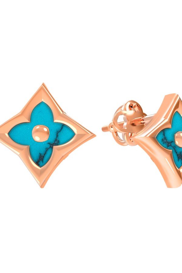 Серьги из золота c бирюзой