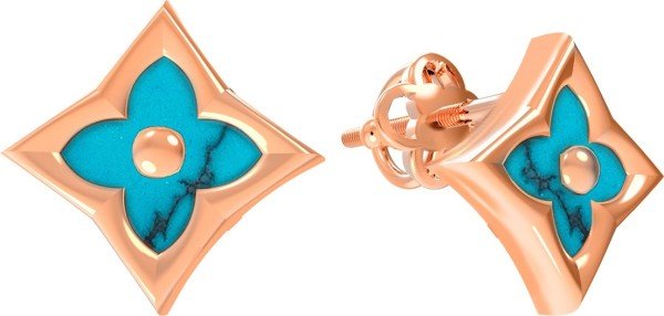 Серьги из золота c бирюзой